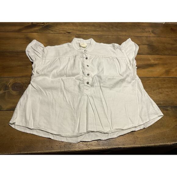 Maeve By Anthropologie Henley Linen Blend White Tunic Lagenlook Size XS - Picture 6 of 10